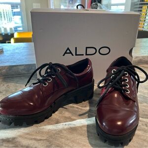 Aldo Dark Red Lace-Up Shoes